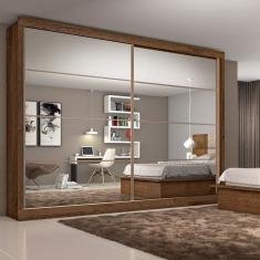 Guarda Roupa Casal Espelhado 2 Portas 6 Gavetas - Sevilha-braúna - Made Marcs