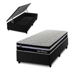 Conjunto Box Baú Preto Durham Preto 96x203x67 c/Molas Ensacadas