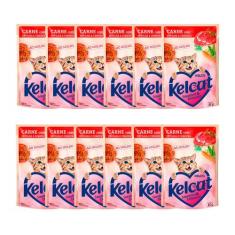 Kit 12 Ração Úmida para Gatos Kelcat Sabor Carne com Ervilha e Cenoura