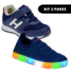 Kit 2 Tênis Infantil Led Masculino Casual e Escolar de Menino Original-Masculino