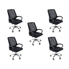 Kit 5 Cadeiras de Escritório Esteirinha Mesh Ergonômica - Preto