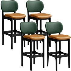 Kit 4 Banquetas Alta Betta Preto Facto Verde Whisky