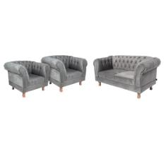 Conjunto Sofá Chesterfield Capitonê Duque 1.80M  Clássico Sala Recepçã