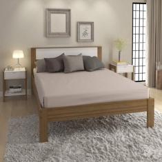 Cama de casal para colchão 1,38m CM8005 Tecnomóbili, Amêndoa/Branco