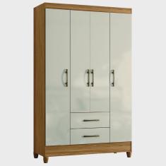 Guarda Roupas Solteiro 4 Portas 2 Gavetas Paraty Freijó / Off White Moval