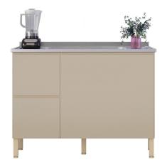 Balcão De Cozinha Com Pia Inox 120cm Minsk K02 Vanilla - Mpozenato