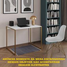 Escrivaninha Industrial Office Branca 120x53 Grécia Base Dourada