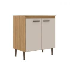 Balcão de Cozinha 80cm com 2 Portas, Estrutura em MDP, Acabamento em Pintura UV, Capacidade para Cooktop 4 ou 5 Queimadores, Puxadores Decorativos, Design Moderno da Linha Berlim - Decibal Móveis