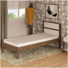 Cama De Solteiro Tecno Mobili Nogal/Branco