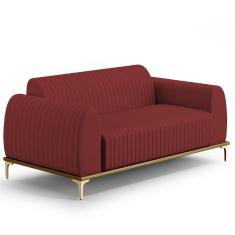 Sofá 2 Lugares Para Sala de Estar Molino 150 cm D02 Pés D'Ouro Veludo Marsala C-278 - Lyam Decor