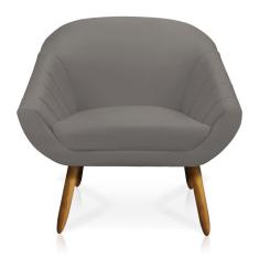 Kit 02 Poltronas Giovana Suede Grafite Pés Palito Castanho