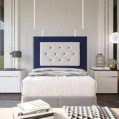 Cabeceira Solteiro 0,90m Havana Suede Azul Dal Poz Estofados