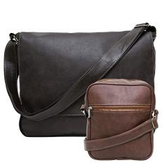 Kit Bolsa Pasta Carteiro Masculina Tiracolo E Shoulder Bag