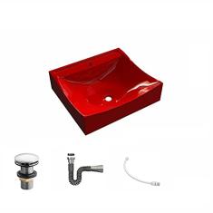 Kit Cuba Q440 C/Válvula Click 1''G + Sifão Cromado + Flexível Vermelho