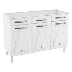 Balcão De Cozinha Para Pia Em Aço Star New 3 Portas 2 Gavetas Branco - Telasul