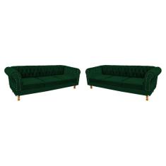 2 Sofás Chesterfield Capitone Duque Suede Verde Musgo 2,30