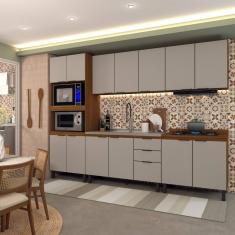 Cozinha Completa Alice 14 Portas 2 Gavetas Marrom/Nude - Panorama Móveis