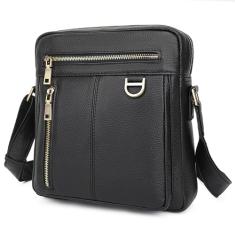Bolsa de ombro masculina de couro legítimo, bolsa tiracolo para homens, bolsa mensageiro pequena, bolsa de mão de couro, a