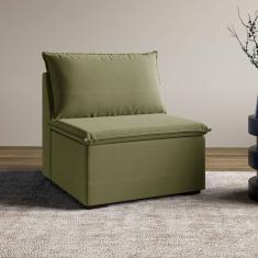 Sofá Modular Central 85cm Zen Cabecasa Madeiramadeira Verde Salvia