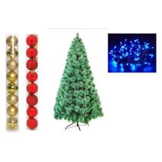 Arvore de Natal Pinheiro Nevada 1,50 metros 138 galhos com enfeites - 