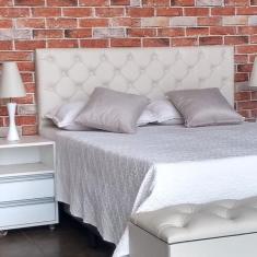 Kit Cabeceira e Recamier Capitonê Baú Casal Cama Box Bege RBL