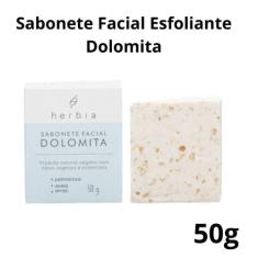 Sabonete Facial Esfoliante Dolomita Vegano Natural Em Barra Herbia 50g