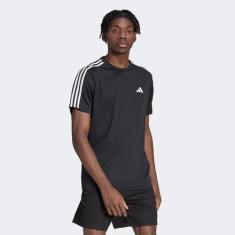 Camiseta Adidas Essentiasl 3 Listras Masculina, Preto, M