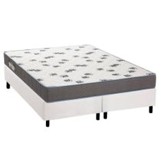 Cama Box Queen: Colchão Espuma Ortobom D33 Light Saúde + Base Crc Courano White(158X198)