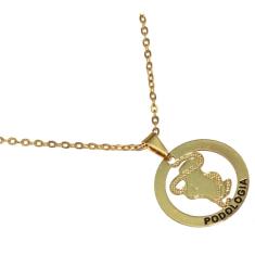 Colar Minha Profissão Podologia Podóloga Folheado Ouro 18k