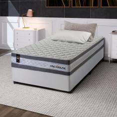 Conjunto Cama Box c/ Molas Ensacadas Alpine Cinza Solteiro 96x203x65