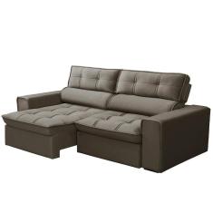 Sofá Retrátil Reclinável 3 Lugares 240cm Blanches F05 Veludo Castor - Mpozenato