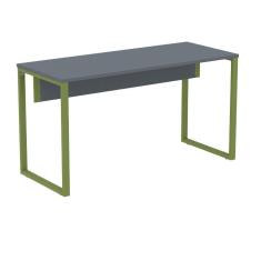 Mesa Escritório P25 Tub Pandin 150 Cm (larg) Tampo Mdp Grafito Pé Aço Tubular Verde Mirô