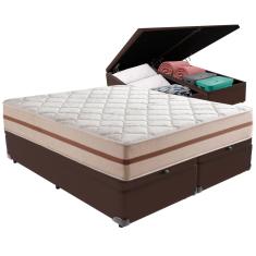 Cama Box Baú Marrom e Colchão Classic 26 cm Molas ensacadas King Anjos