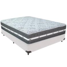 Cama Box Branco e Colchão Black Graphite Molas Ensacadas Casal Anjos