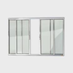 Janela de Aluminio de Correr 100x200cm 4 Folhas com Vidro Liso Confort Brimak