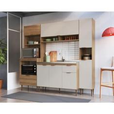 Cozinha Completa 4 Peças com Paneleiro Simples e Torre Para Dois Fornos Veneza Mel/arenas