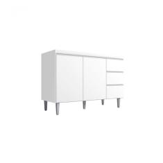 Balcão Gabinete Para Pia Andreia Sem Tampo 120cm 2 Portas 3 Gavetas Branco
