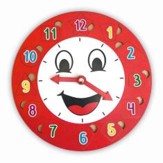 Brinquedo Educativo Pedagógico Relógio de Madeira com Formas Geométric