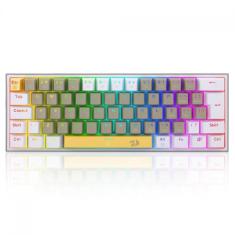 Teclado Mecanico Gamer Fizz Rgb Amarelo Cinza e Branco Switch Marrom