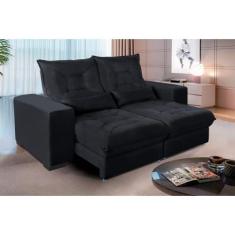 Sofá Retrátil e Reclinável 1,80m Suede Miami Preto - Sofá Casa, Preto