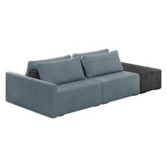 Sofá Ilha 2 Lugares Living 232cm Modulado Sala Lary Bouclê Azul/PU Pto K01 - D`Rossi