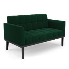 Sofá Namoradeira Base Madeira Fixa Preto Elisa Bouclê D03 - D`Rossi