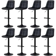 Kit 8 Banqueta Alta Elegance Estofada com Base Giratória e Regulagem d