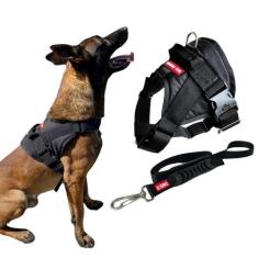 Coleira Peitoral com Guia para Cachorro Estilo SWAT  Tamanho Grande - 