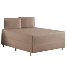 Jogo de Lençol Casal King Malha 100% Algodão 03 Peças Para Cama Box - 