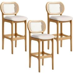 Kit 03 Banquetas Altas Para Cozinha Bancada Sala Tela Betta Fixa L02 L