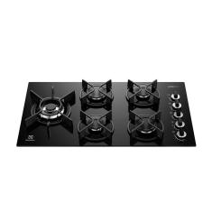 Cooktop a Gás Electrolux KE5GW Efficient 5 Bocas Vidro Temperado Grade Aço Fosco Preto Bivolt