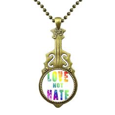 DIYthinker Colar LGBT com bandeira de lésbica gay arco-íris joia antiga pingente de música