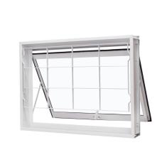 Janela de Aço Maxim-Ar 60x80cm com Grade Quadriculada e Vidro Liso Qualitysol Ramassol Branco