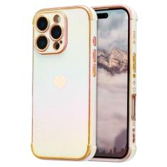 ZTOFERA Capa para telefone C de 6,3 polegadas, linda capa colorida com borda de revestimento iridescente com padrão de corações de amor, proteção de lente de câmera à prova de choque para mulheres e